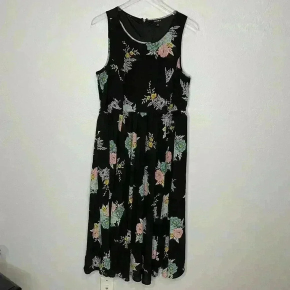 Torrid Black Floral Georgette Midi Dress 14 - Picture 4 of 10